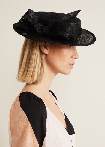 Phase Eight Mini Bow Boater Fascinator Hats Black Australia | DR2463085